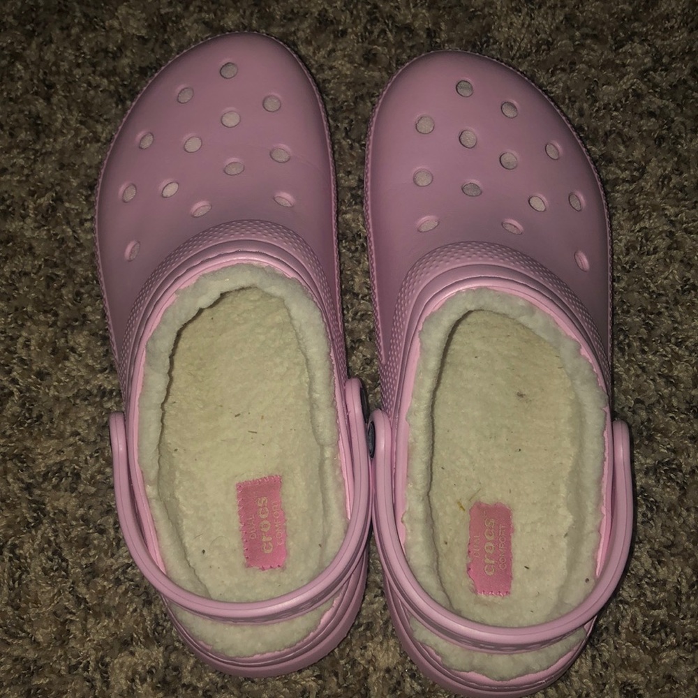 Pink Fluffy Crocs